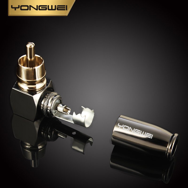 YONGWEI Pure copper RCA Connector RCA Lotus 90 right Angle elbow Welded Plug Mixer AV head coaxial audio wire plum head