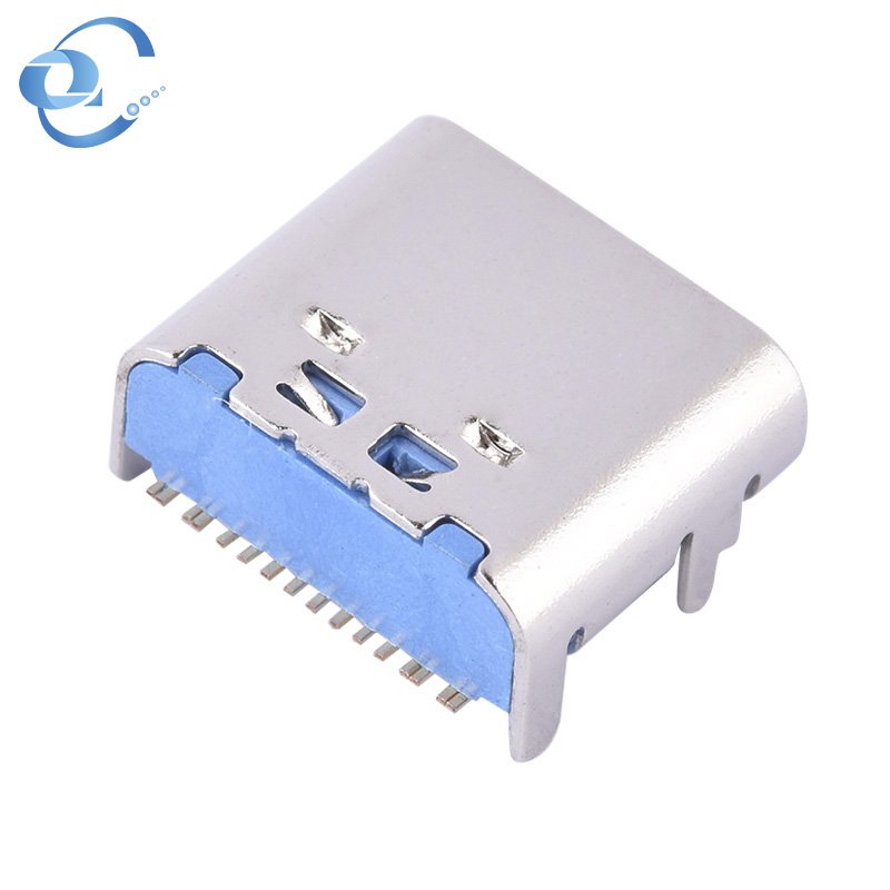 Type-c 16Pin Blue Rubber Core Three Molding Usb Type C Connector