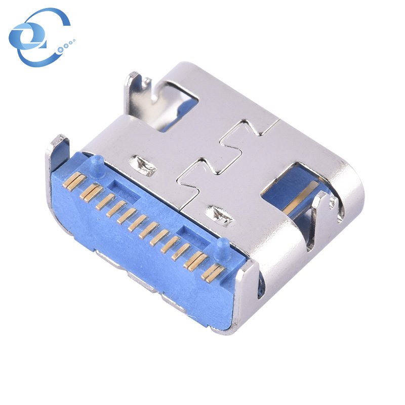 Type-c 16Pin Blue Rubber Core Three Molding Usb Type C Connector