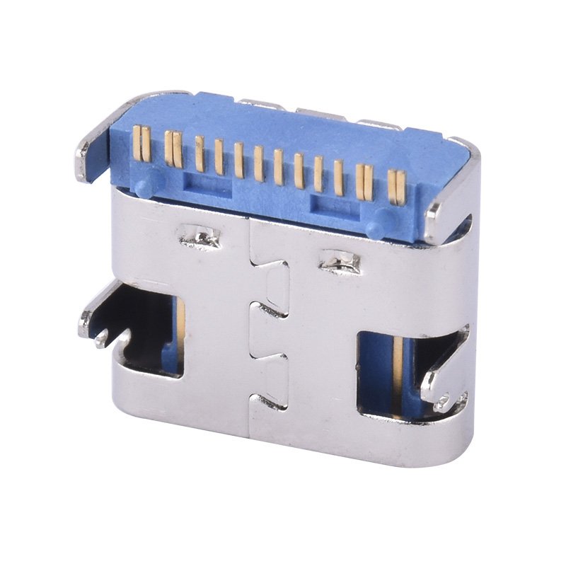 Type-c 16Pin Blue Rubber Core Three Molding Usb Type C Connector