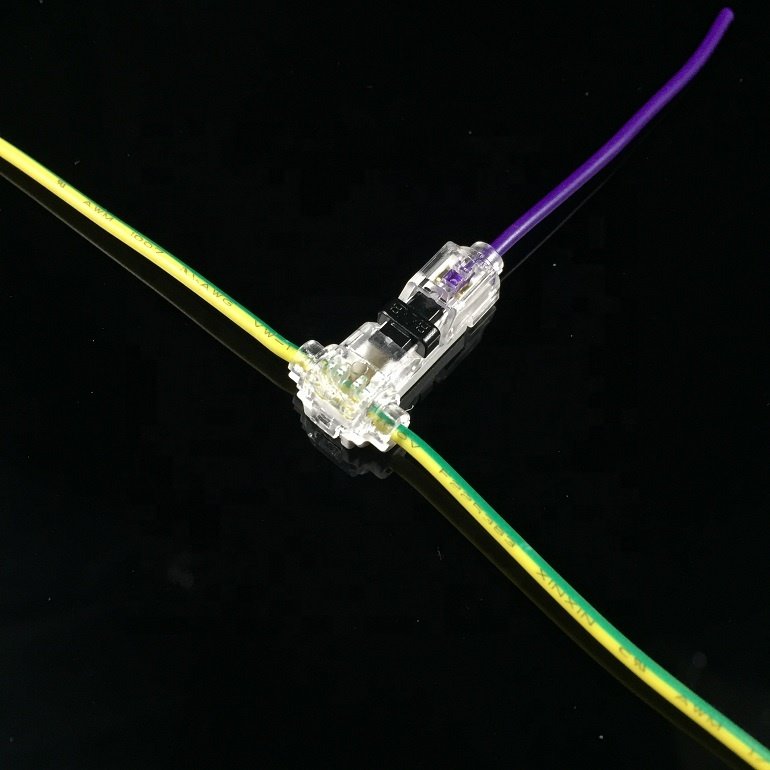 T1/T2/H1/H2 Fast Connector No Strip Wire Splice Car Lights Modification 2-Pin Brass Terminal Block Plastic Material 10A Rated