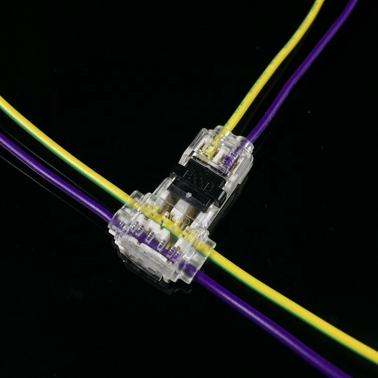 T1/T2/H1/H2 Fast Connector No Strip Wire Splice Car Lights Modification 2-Pin Brass Terminal Block Plastic Material 10A Rated