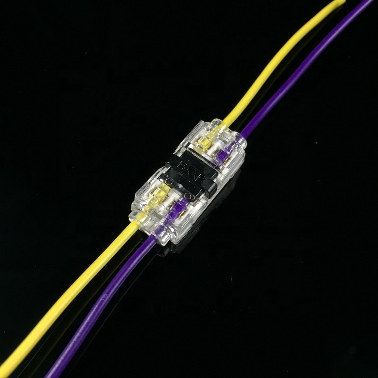 T1/T2/H1/H2 Fast Connector No Strip Wire Splice Car Lights Modification 2-Pin Brass Terminal Block Plastic Material 10A Rated