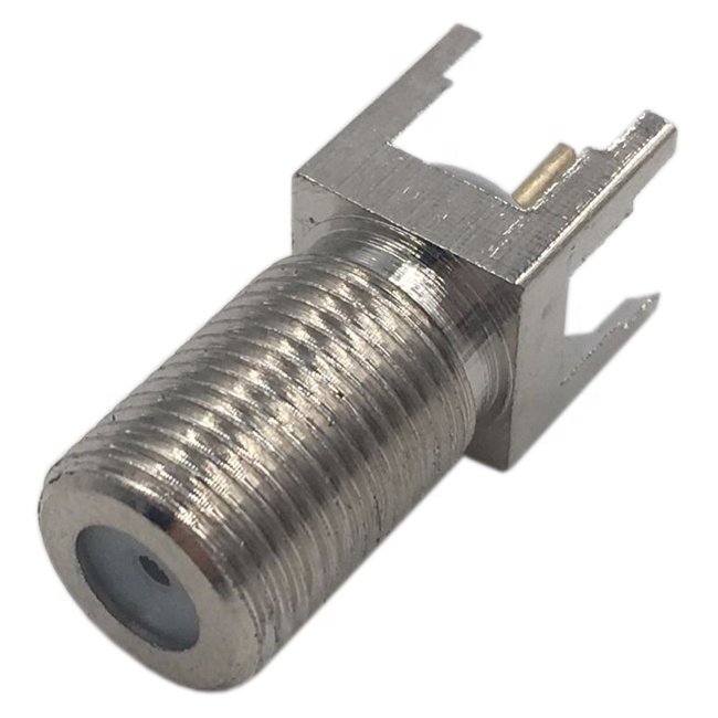 Straight PCB female coaxial RF adapter F type connector