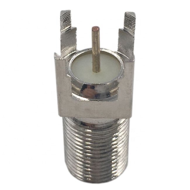 Straight PCB female coaxial RF adapter F type connector