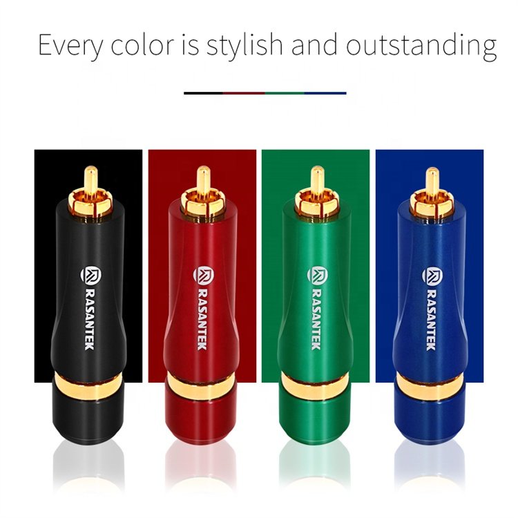 RASANTEK OEM ODM RCA Connector 2u" 24K Gold Plated HIFI Male Jack Audio Rca Plug for Audio Cable