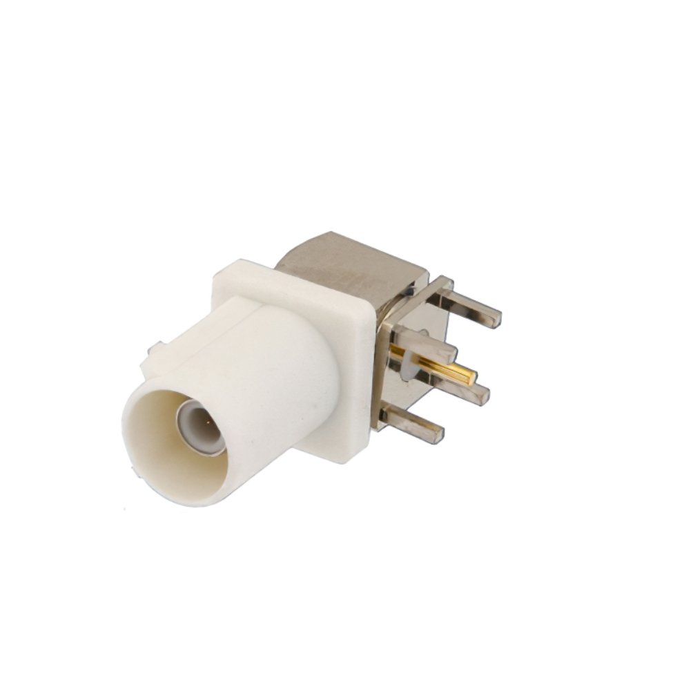 Customized Bulkhead Waterproof Fakra PCB Through Hole Right Angle Plug C Code Connector