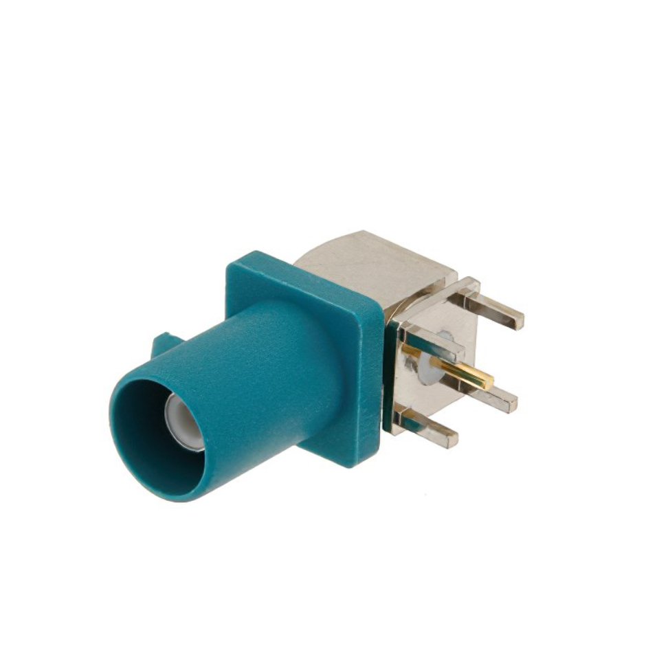 Customized Bulkhead Waterproof Fakra PCB Through Hole Right Angle Plug C Code Connector