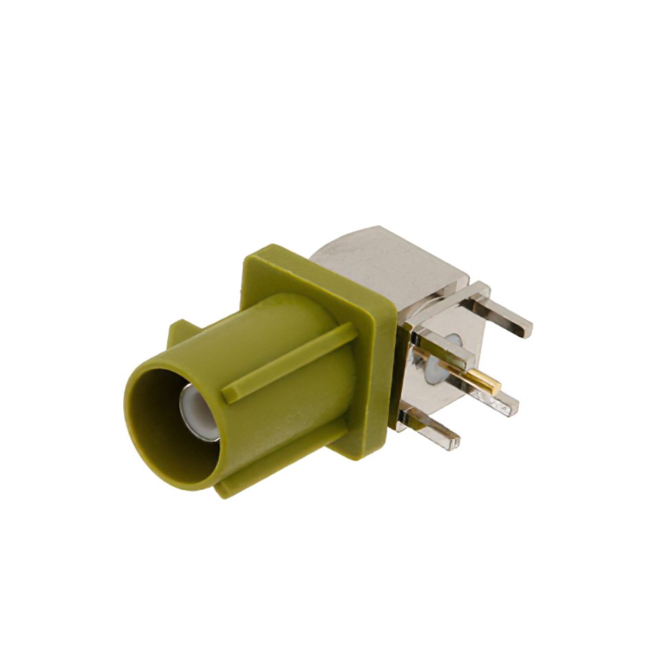 Customized Bulkhead Waterproof Fakra PCB Through Hole Right Angle Plug C Code Connector