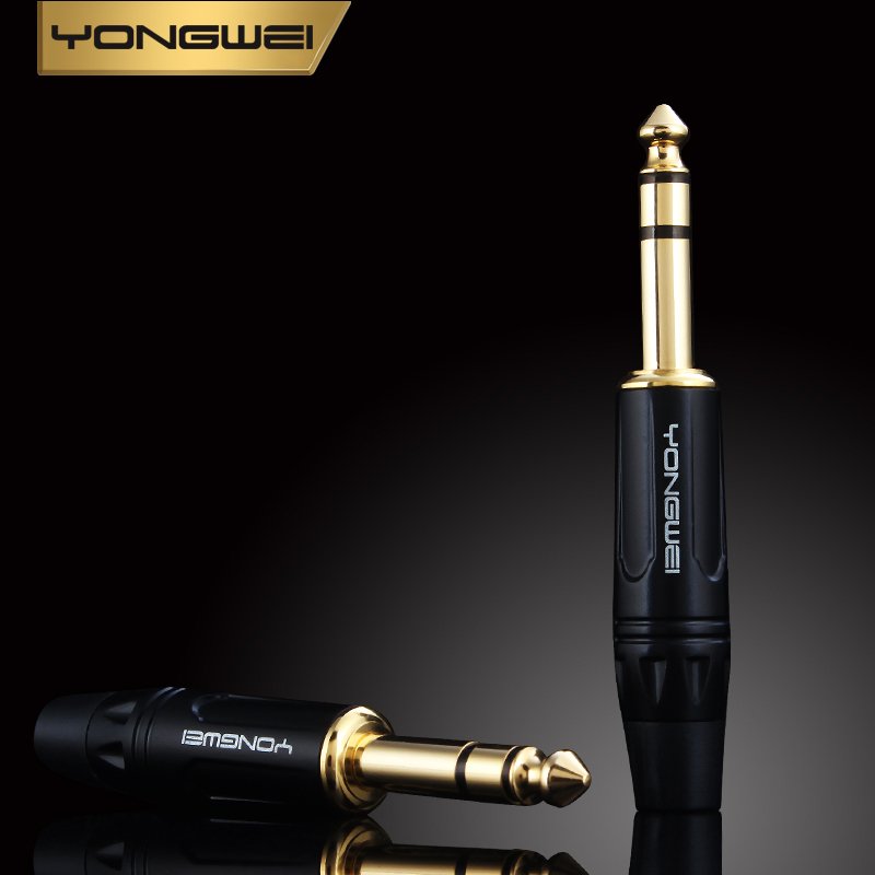 YONGWEI 2 Pole Mono Stereo Jack 6.35mm Connector Gold-Plated 6.35MM 1/4 Inch Plug Mixer, microphone, guitar audio Welded plug