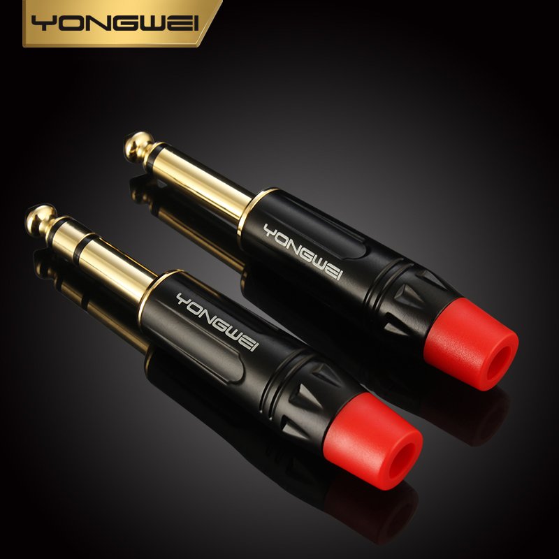 YONGWEI 2 Pole Mono Stereo Jack 6.35mm Connector Gold-Plated 6.35MM 1/4 Inch Plug Mixer, microphone, guitar audio Welded plug