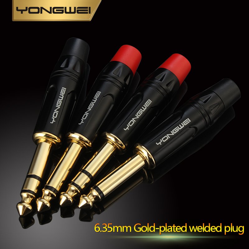 YONGWEI 2 Pole Mono Stereo Jack 6.35mm Connector Gold-Plated 6.35MM 1/4 Inch Plug Mixer, microphone, guitar audio Welded plug