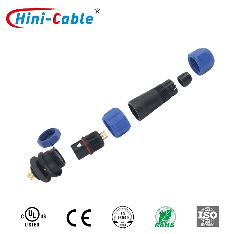 SD13/SD16 Custom Length IP67 Connectors Multi-Pin Power Aviation Plug Socket DIN Type For LED Irrigation Series Plastic Material
