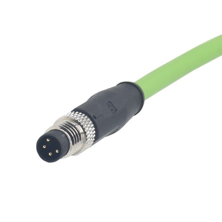 Electronic Connector 4 Pin Male Molding Waterproof IP67 Industrial Cable 1m M8 Circular Connector