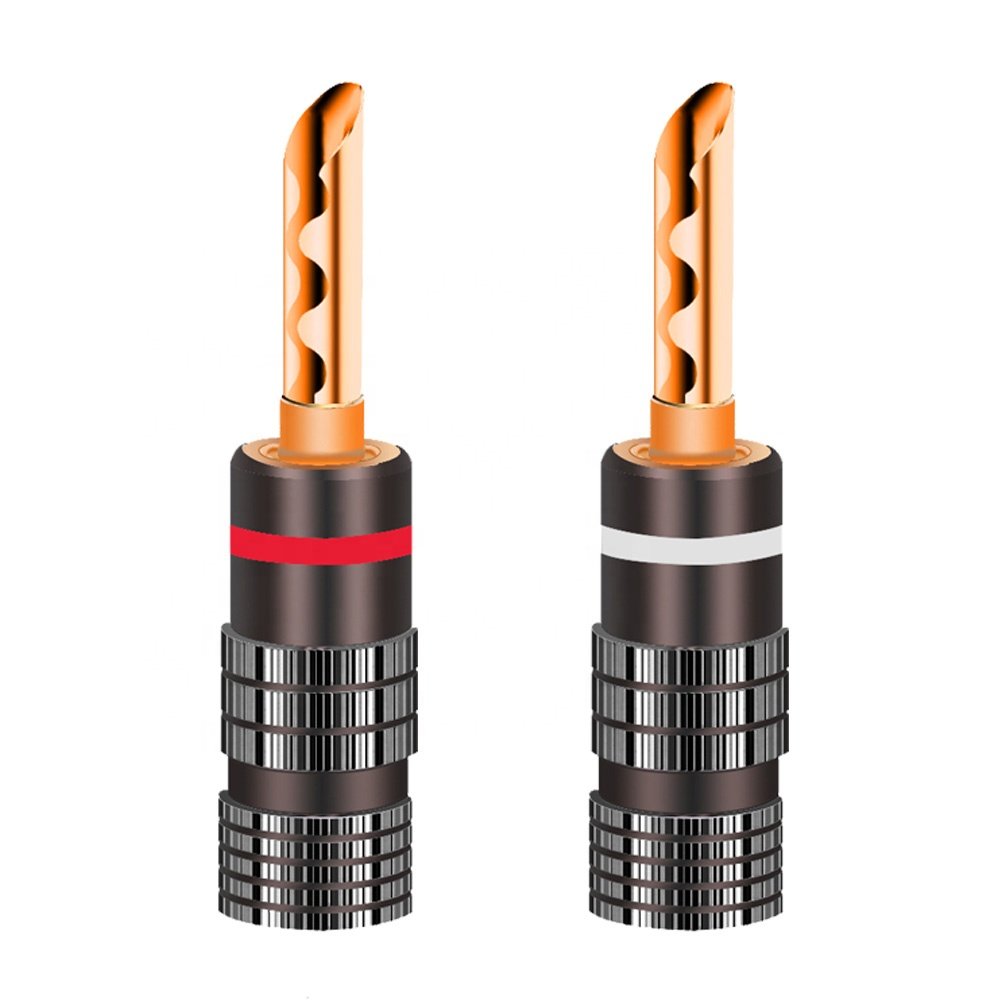 Russian hotsale Gunmetal BFA Gear Banana plug 24K Gold Plated Brass 4mm Banana connector Male Speaker plug