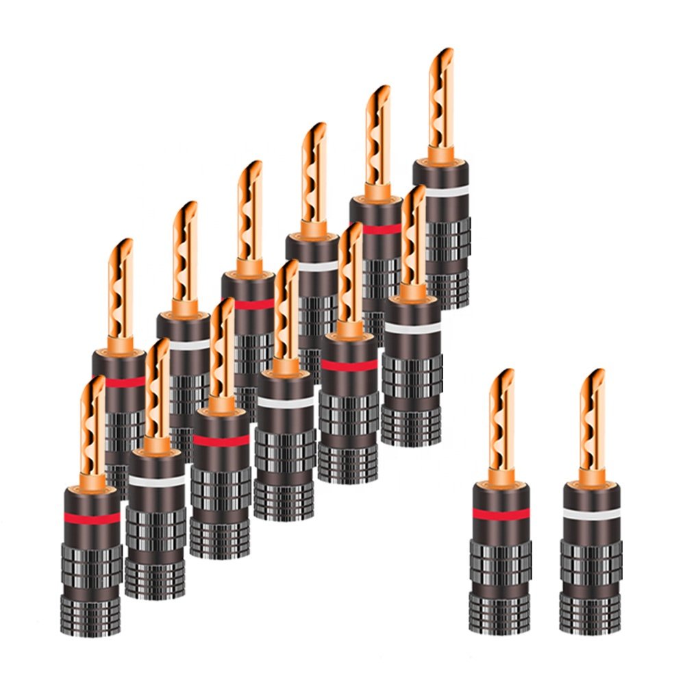 Russian hotsale Gunmetal BFA Gear Banana plug 24K Gold Plated Brass 4mm Banana connector Male Speaker plug