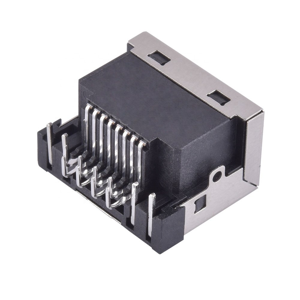 Shield RJ45 Jack Female Sunk 4.3mm Sink Type 8P8C RJ45 Connector With LED