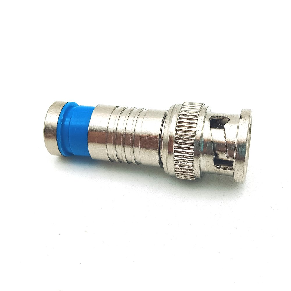 BNC Male Quad Shield Compression Coax Connector RF Adapters for CCTV DVR Camera Compatible with RG6 RG59 Coaxial Cable