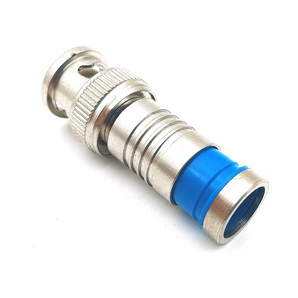 BNC Male Quad Shield Compression Coax Connector RF Adapters for CCTV DVR Camera Compatible with RG6 RG59 Coaxial Cable