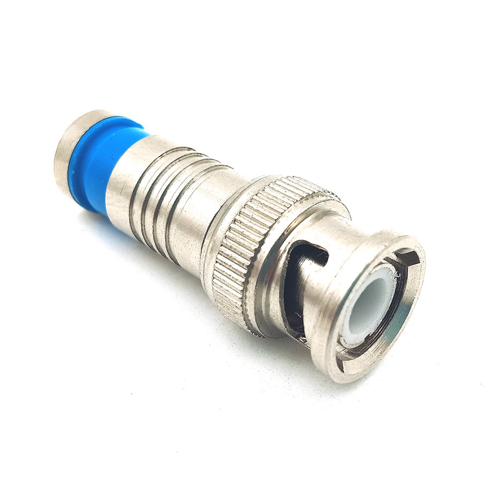 BNC Male Quad Shield Compression Coax Connector RF Adapters for CCTV DVR Camera Compatible with RG6 RG59 Coaxial Cable