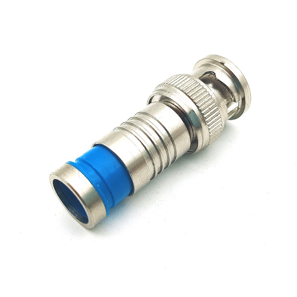 BNC Male Quad Shield Compression Coax Connector RF Adapters for CCTV DVR Camera Compatible with RG6 RG59 Coaxial Cable