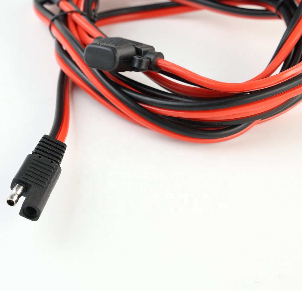 Nale Car Charger To Square SAE Connector Red/Black Wire Power Cable With Switch Fuse Holder