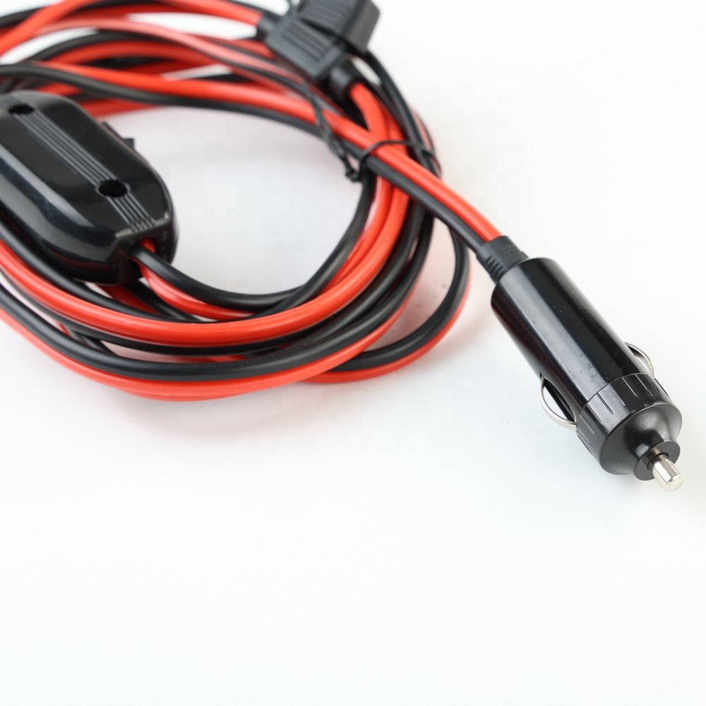 Nale Car Charger To Square SAE Connector Red/Black Wire Power Cable With Switch Fuse Holder