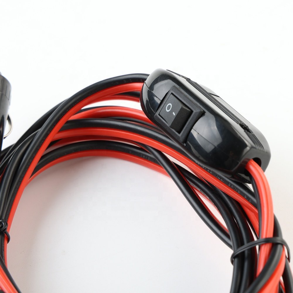 Nale Car Charger To Square SAE Connector Red/Black Wire Power Cable With Switch Fuse Holder