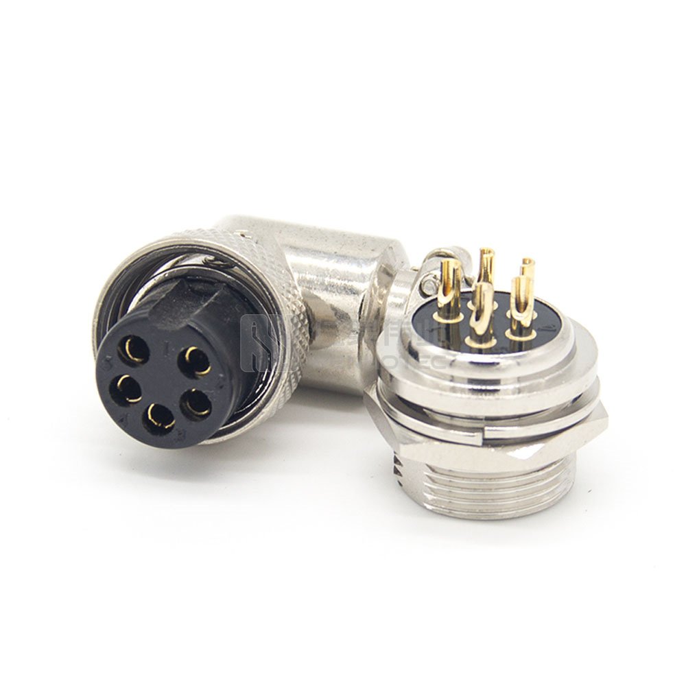 GX16 GX12 GX25 5Pin 90 Degree Aviation Connector right angle 4pin 4 pin with Wiring Male Female Panel Flange Mount Plug Socket