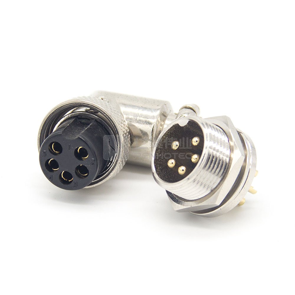 GX16 GX12 GX25 5Pin 90 Degree Aviation Connector right angle 4pin 4 pin with Wiring Male Female Panel Flange Mount Plug Socket