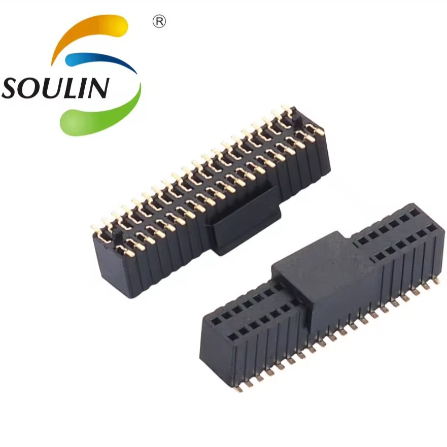 Soulin 1mm pitch Header Pins Smd SMT Right Angle 90 Degree Single Dual Row PCB Connector Female 2-50 Pin Header