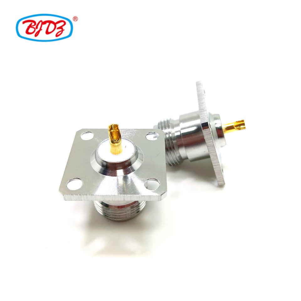 Factory supply 50ohm N Type Female Jack Flange Mount Connector 4 Holes Flange N Female Flange 4-Hole solder rf coaxial connector