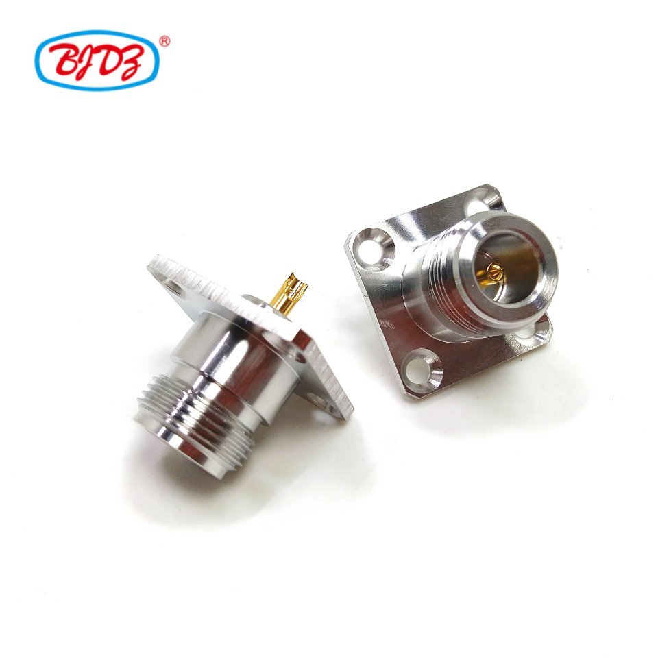 Factory supply 50ohm N Type Female Jack Flange Mount Connector 4 Holes Flange N Female Flange 4-Hole solder rf coaxial connector