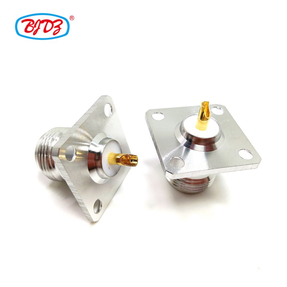 Factory supply 50ohm N Type Female Jack Flange Mount Connector 4 Holes Flange N Female Flange 4-Hole solder rf coaxial connector
