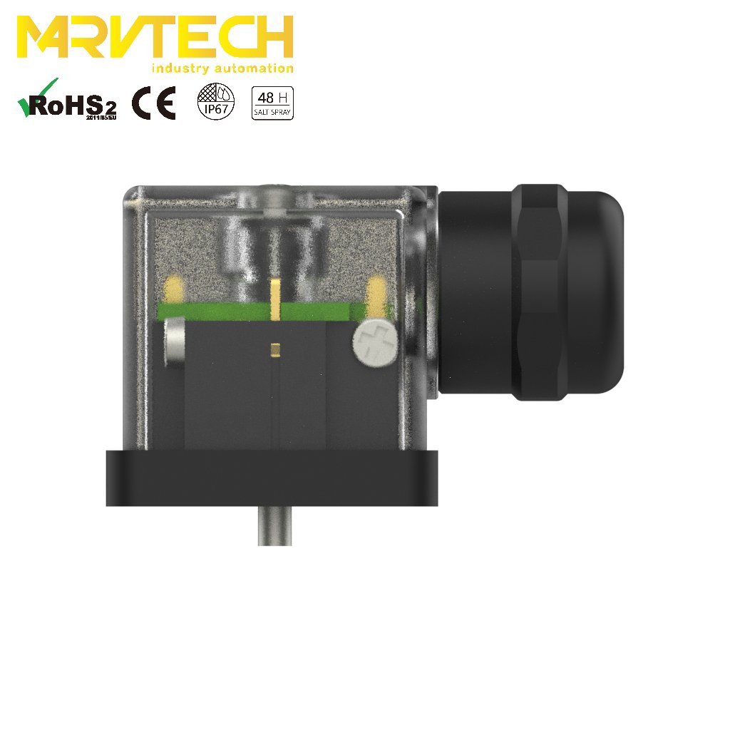 A type female din EN175301 LED magnetic electrical solenoid valve field assembly optical connector for industrial control