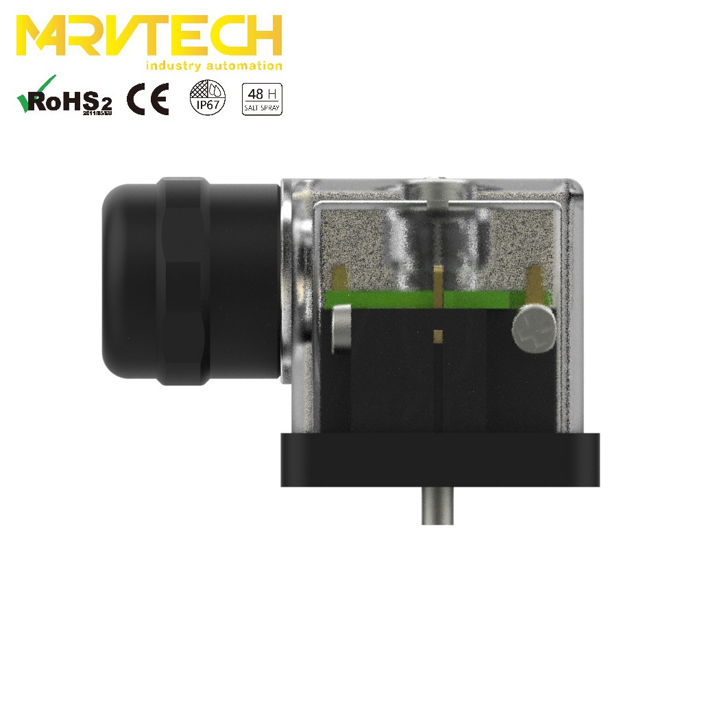 A type female din EN175301 LED magnetic electrical solenoid valve field assembly optical connector for industrial control