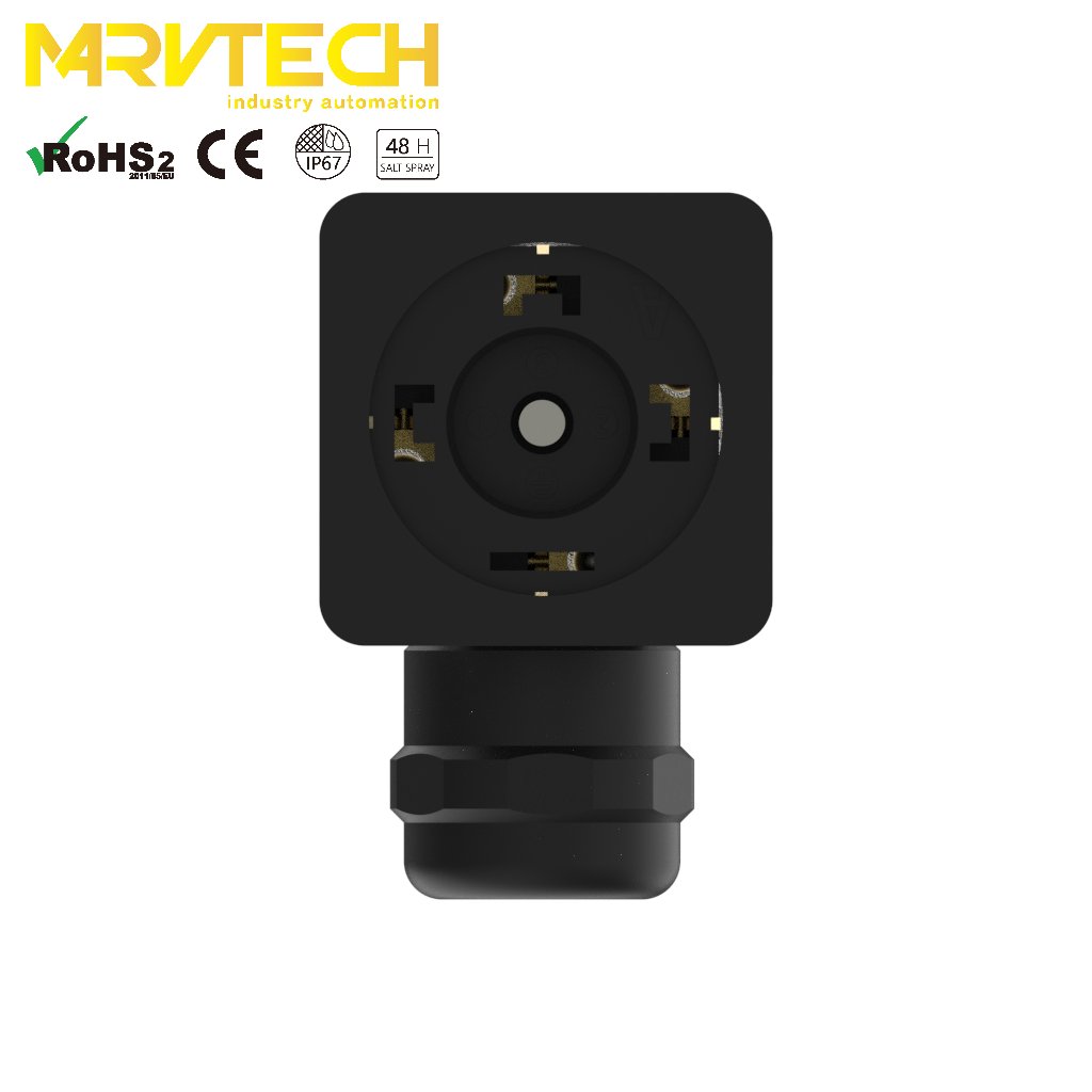A type female din EN175301 LED magnetic electrical solenoid valve field assembly optical connector for industrial control