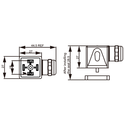 A type female din EN175301 LED magnetic electrical solenoid valve field assembly optical connector for industrial control