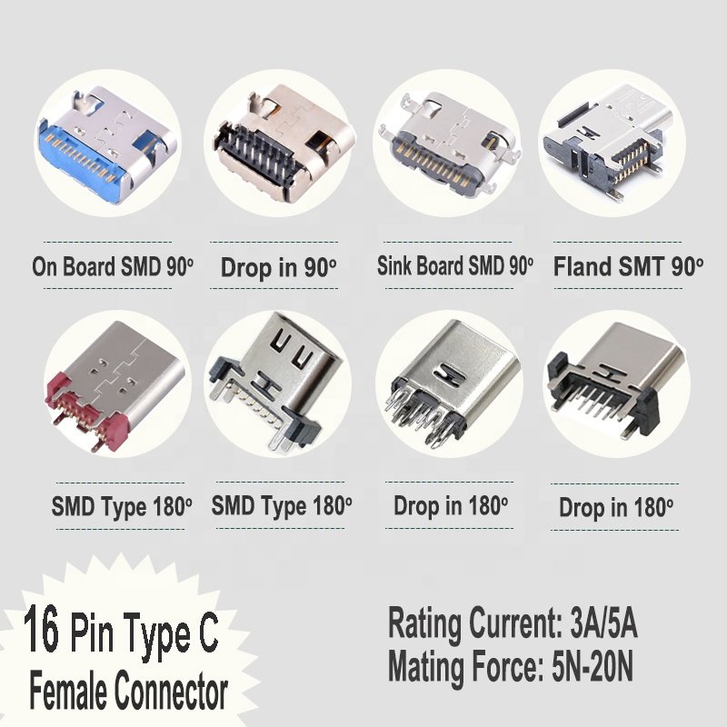 Wintai-tech usb c pcb 5a type c fast charging connector usbc connector