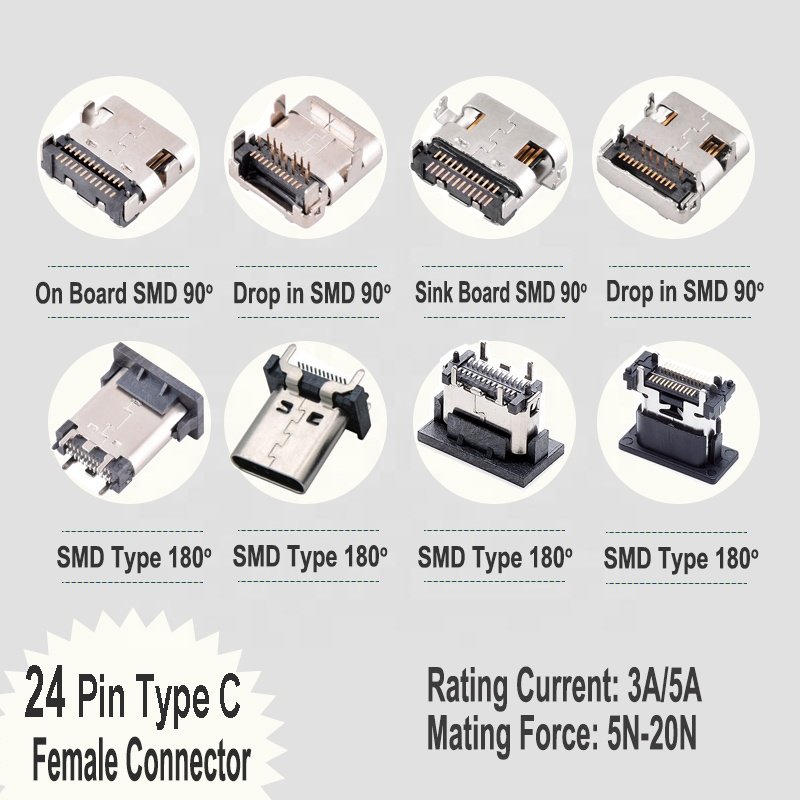 Wintai-tech usb c pcb 5a type c fast charging connector usbc connector
