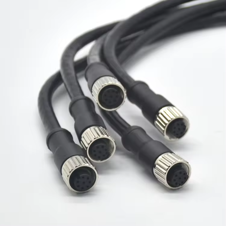 Waterproof connector CAT5 female M12 to RJ45 cable industrial plugs M12 connector 8 pin