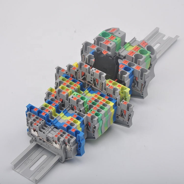 PT DC Push in din rail terminal blocks cable wire connectors & fuse terminal block
