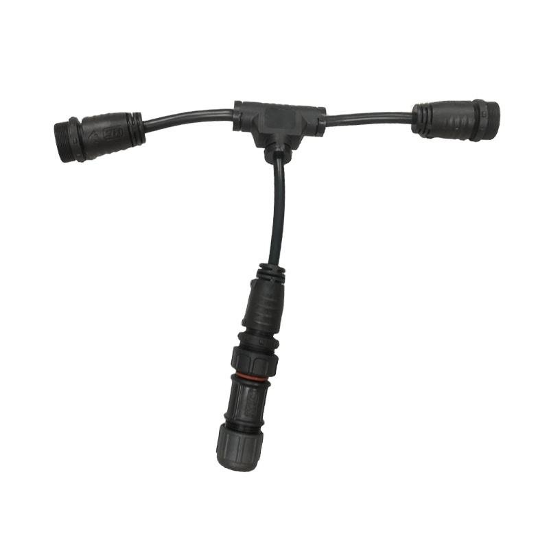 T-shaped M20 waterproof electrical connector 3Pin IP67 IP68 male female plug intelligent LED outdoor cable connector