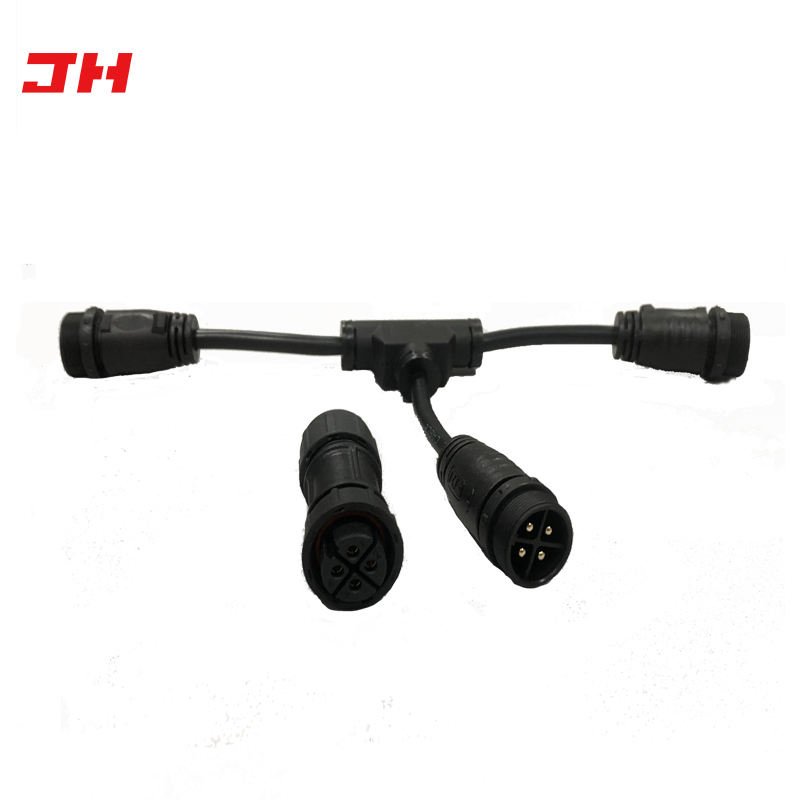 T-shaped M20 waterproof electrical connector 3Pin IP67 IP68 male female plug intelligent LED outdoor cable connector