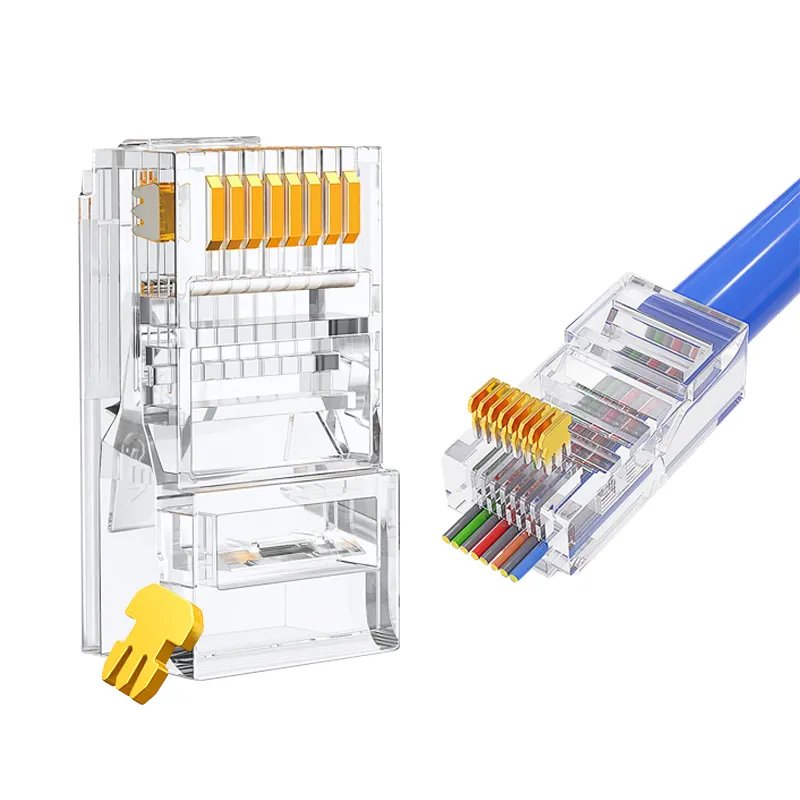 OEM/ODM Manufacture Of High Quality RJ45 Gold Plated Cat6 Pass Through connector Modular Plug Ethernet Cat5e Cat6 RJ45 Connector