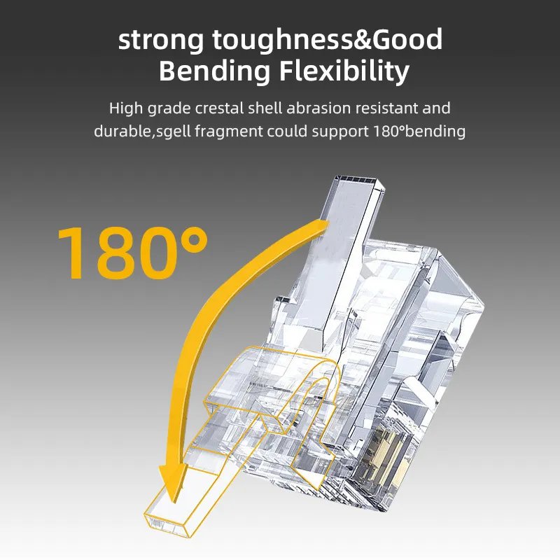 OEM/ODM Manufacture Of High Quality RJ45 Gold Plated Cat6 Pass Through connector Modular Plug Ethernet Cat5e Cat6 RJ45 Connector