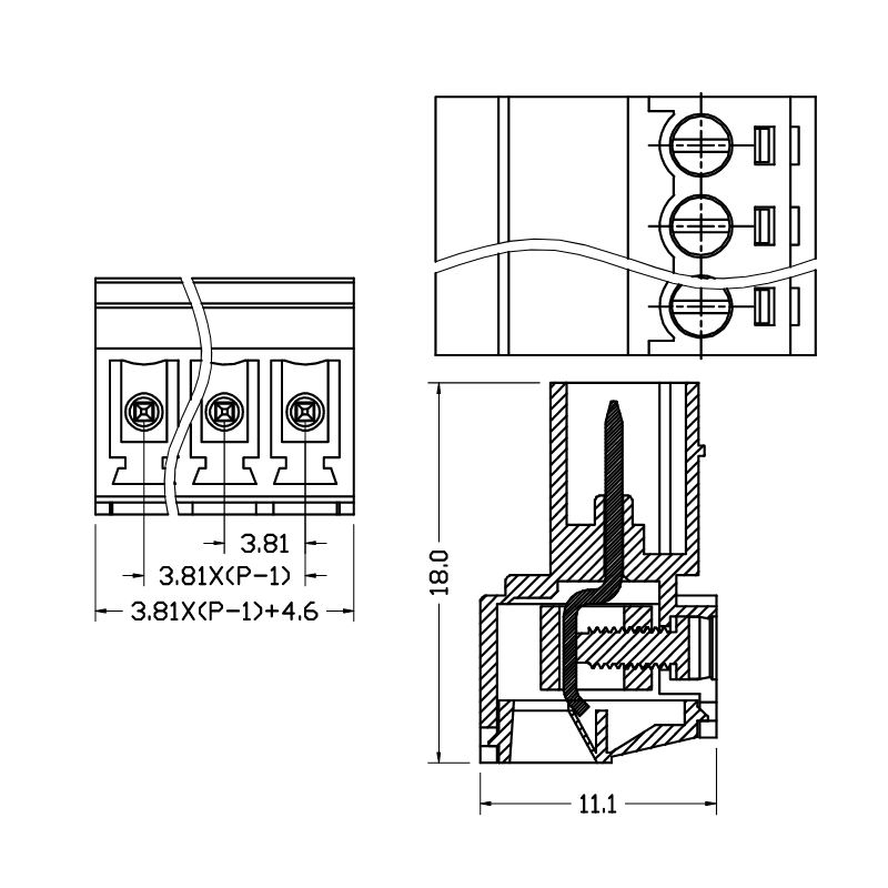 pitch 3.81mm pluggable pcb terminal block connectors screw 300v8a High Quality