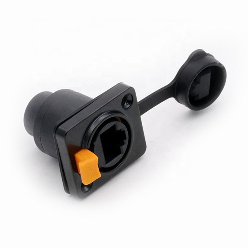 waterproof rj45 network connector rj45 pass through adapter Plug and Play Female Chassis Sockets Panel Mount IP65 Straight Type