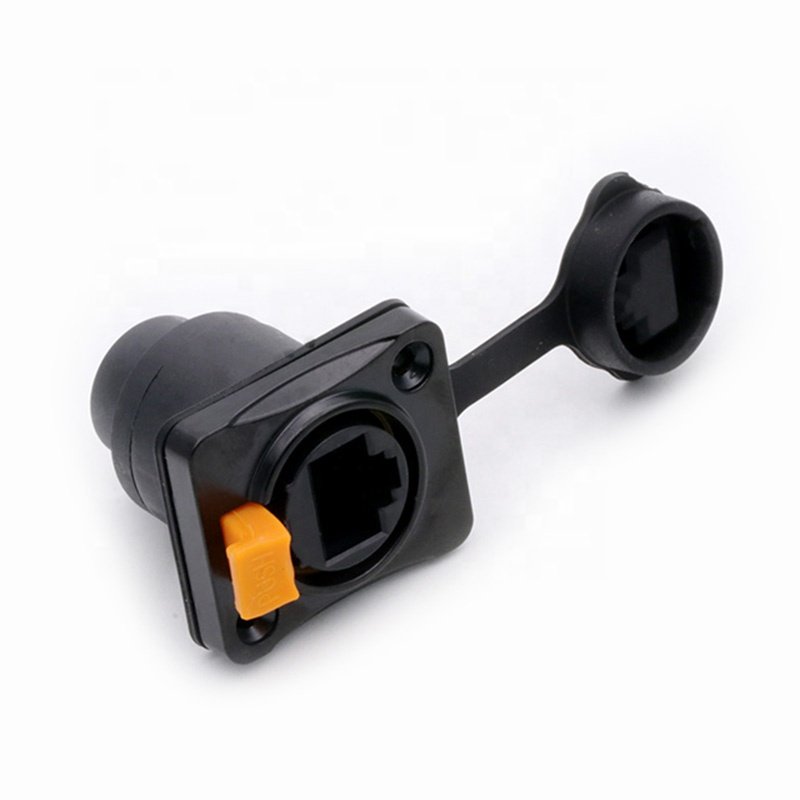 waterproof rj45 network connector rj45 pass through adapter Plug and Play Female Chassis Sockets Panel Mount IP65 Straight Type