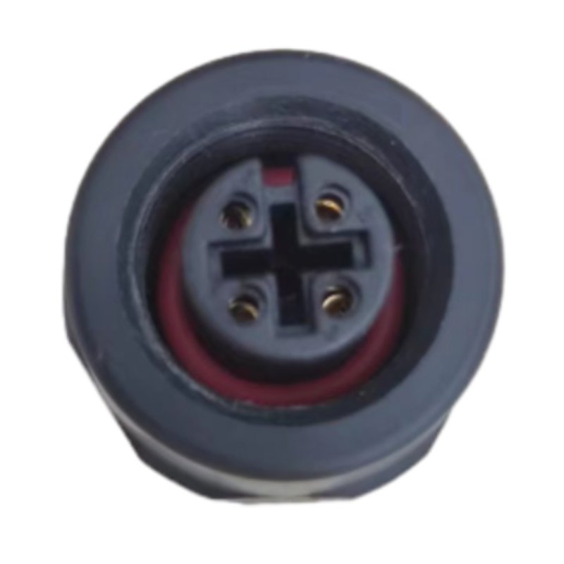 Female Waterproof Rear Mount M12 A Code 4pin Fastened Solder Plastic Connector With Nut